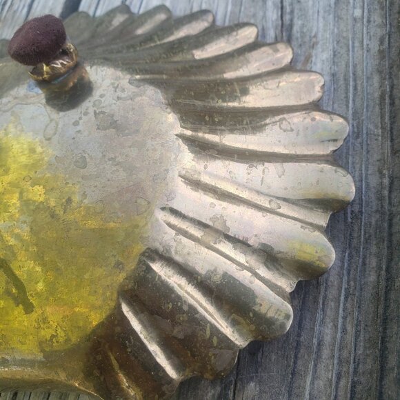 Nautical Brass Sea Shell Shaped Footed Trinket Holder Soap Dish 8.5" Long India - Picture 5 of 9